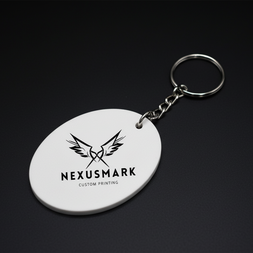 Custom Double-Sided Oval MDF Keychain