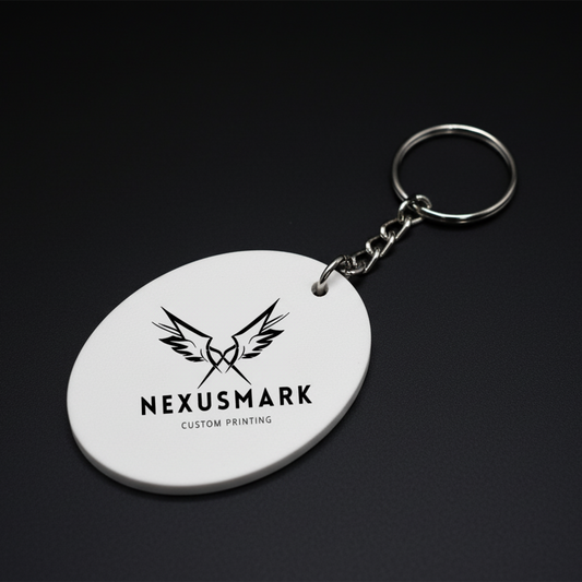 Custom Double-Sided Oval MDF Keychain