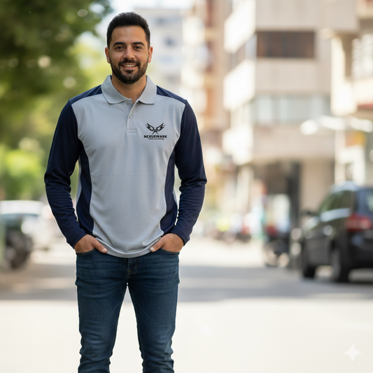 Custom Blue Full Hands Collar T-Shirt